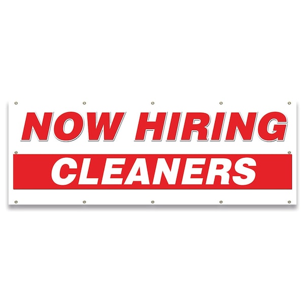 Now Hiring Cleaners Banner Apply Inside Accepting Application Single Sided